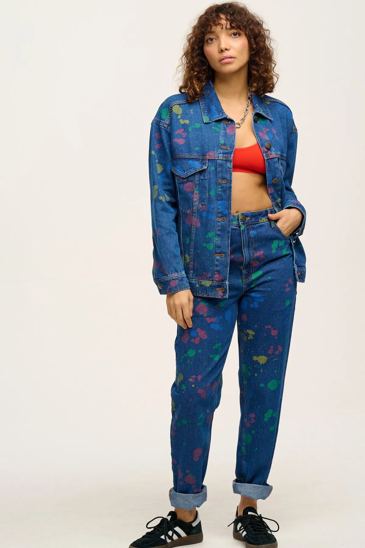 Outlet Callaway - Trucker Denim Jacket in Art Attack Print All Tops & Tees|All Outerwear & Knitwear