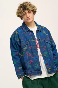 Outlet Callaway - Trucker Denim Jacket in Art Attack Print All Tops & Tees|All Outerwear & Knitwear