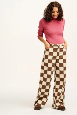 Outlet Carter - High Waisted Jeans in Cookies & Cream Checkerboard Print All Bottoms