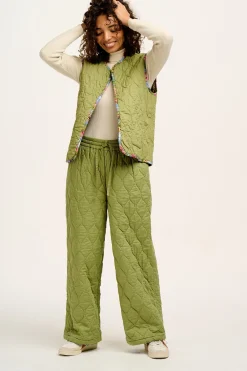 Clearance Chester - Quilted Cotton Trousers in Mosstone Green All Bottoms
