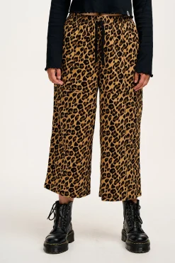 Clearance Chuck - Wide Leg Cotton Trousers in Leopard Print All Bottoms|Trousers