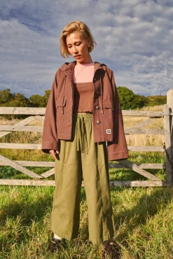 Outlet Chuck - Wide Leg Cotton Trousers in Khaki All Bottoms|Trousers