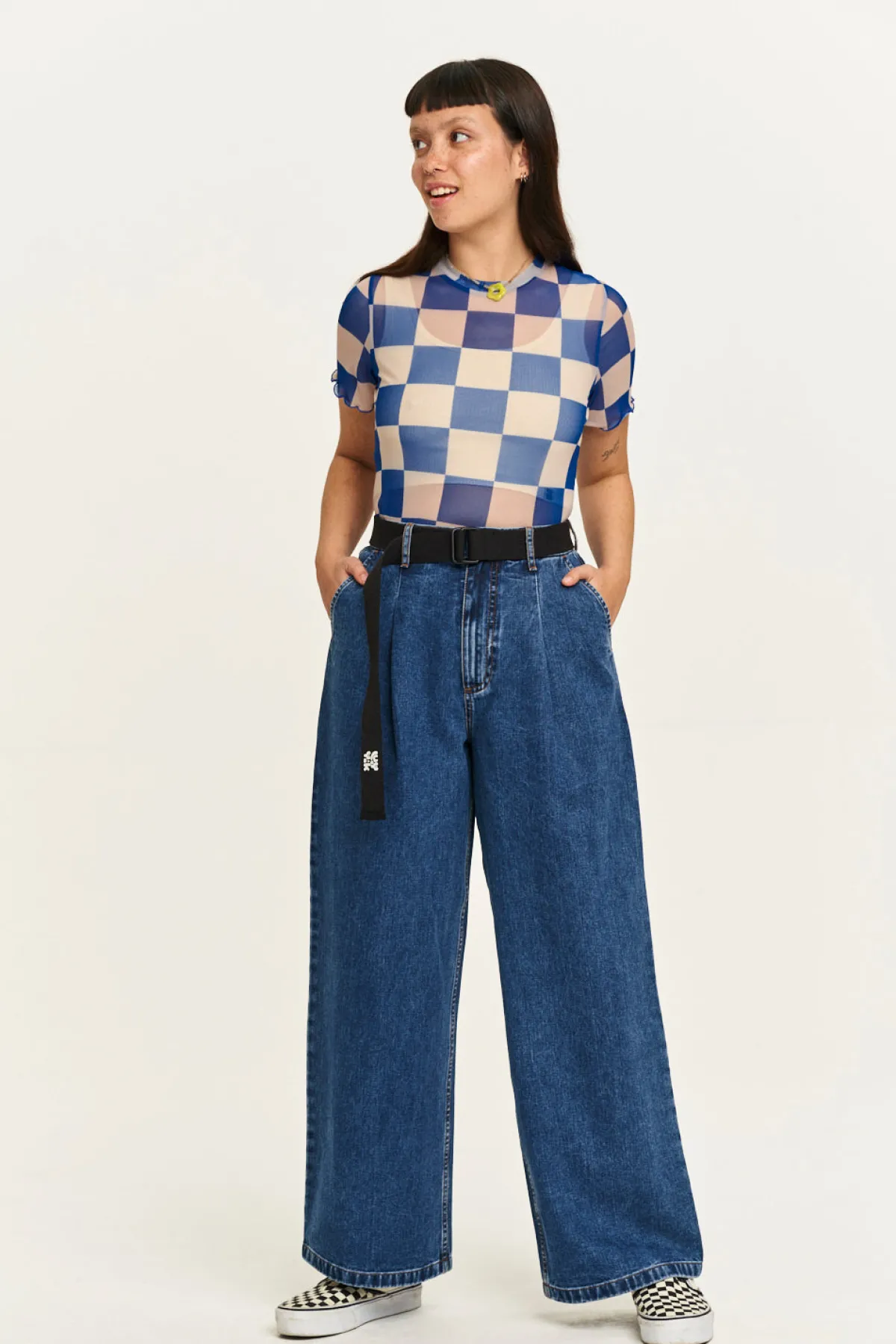 Online Cole - Baggy Wide Leg Denim Jeans in Mid Wash Blue All Bottoms|Jeans