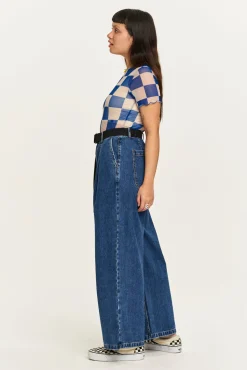 Online Cole - Baggy Wide Leg Denim Jeans in Mid Wash Blue All Bottoms|Jeans