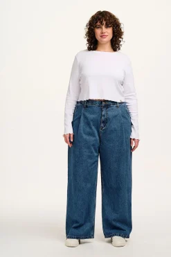 Online Cole - Baggy Wide Leg Denim Jeans in Mid Wash Blue All Bottoms|Jeans