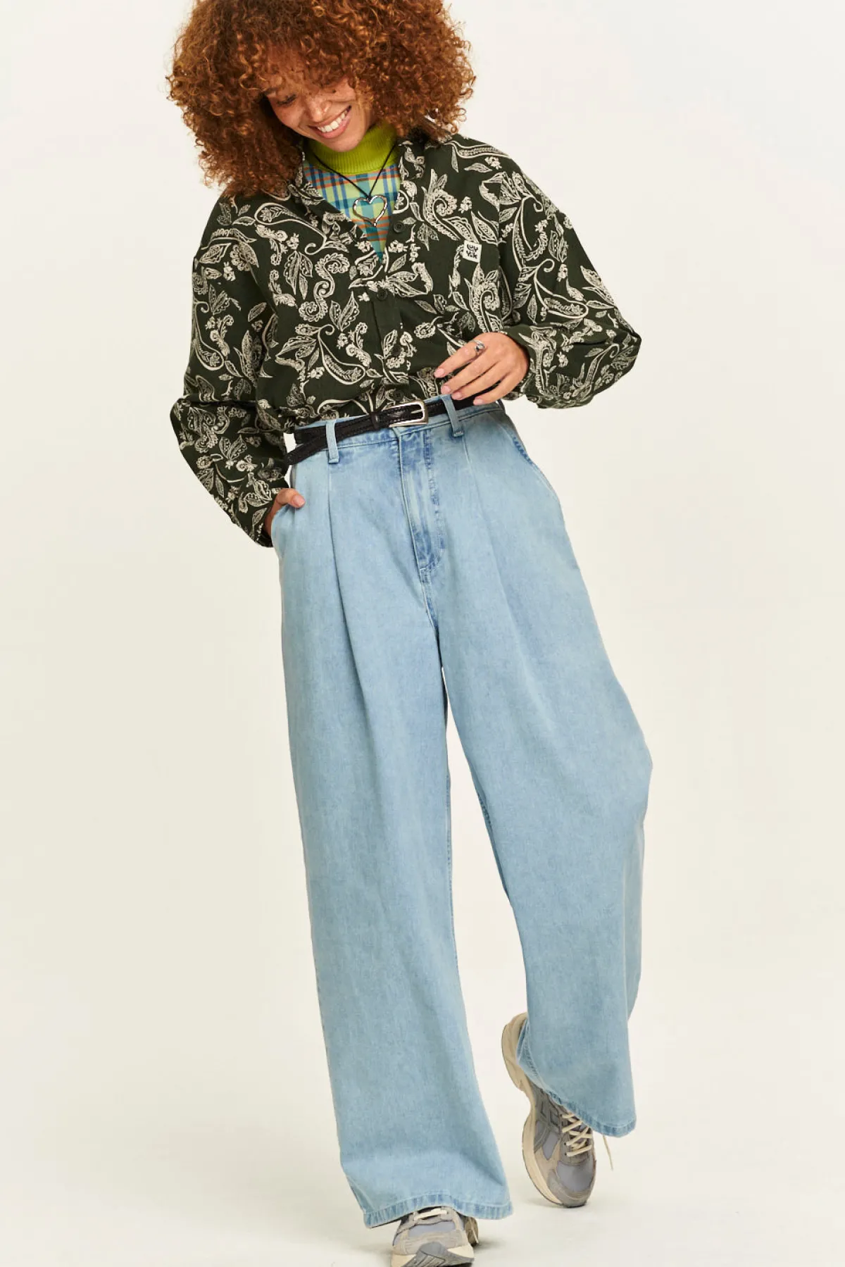 Discount Cole - Baggy Wide Leg Denim Jeans in Light Wash Blue All Bottoms|Jeans