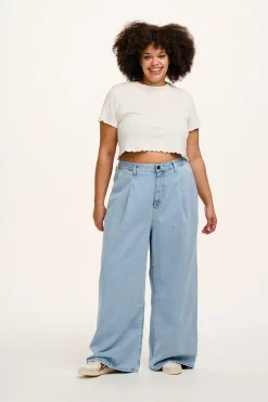 Discount Cole - Baggy Wide Leg Denim Jeans in Light Wash Blue All Bottoms|Jeans