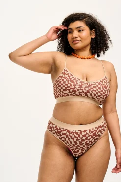 Discount Cora - Cotton & Bamboo Bikini Pant in Amara Grid Print All Bottoms|All Underwear