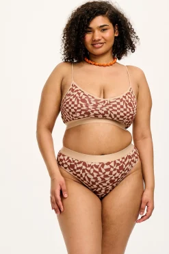 Discount Cora - Cotton & Bamboo Bikini Pant in Amara Grid Print All Bottoms|All Underwear