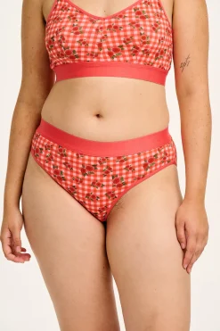 Fashion Cora - Cotton & Bamboo Bikini Pant in Pink Check Rosalind Print All Bottoms|All Underwear