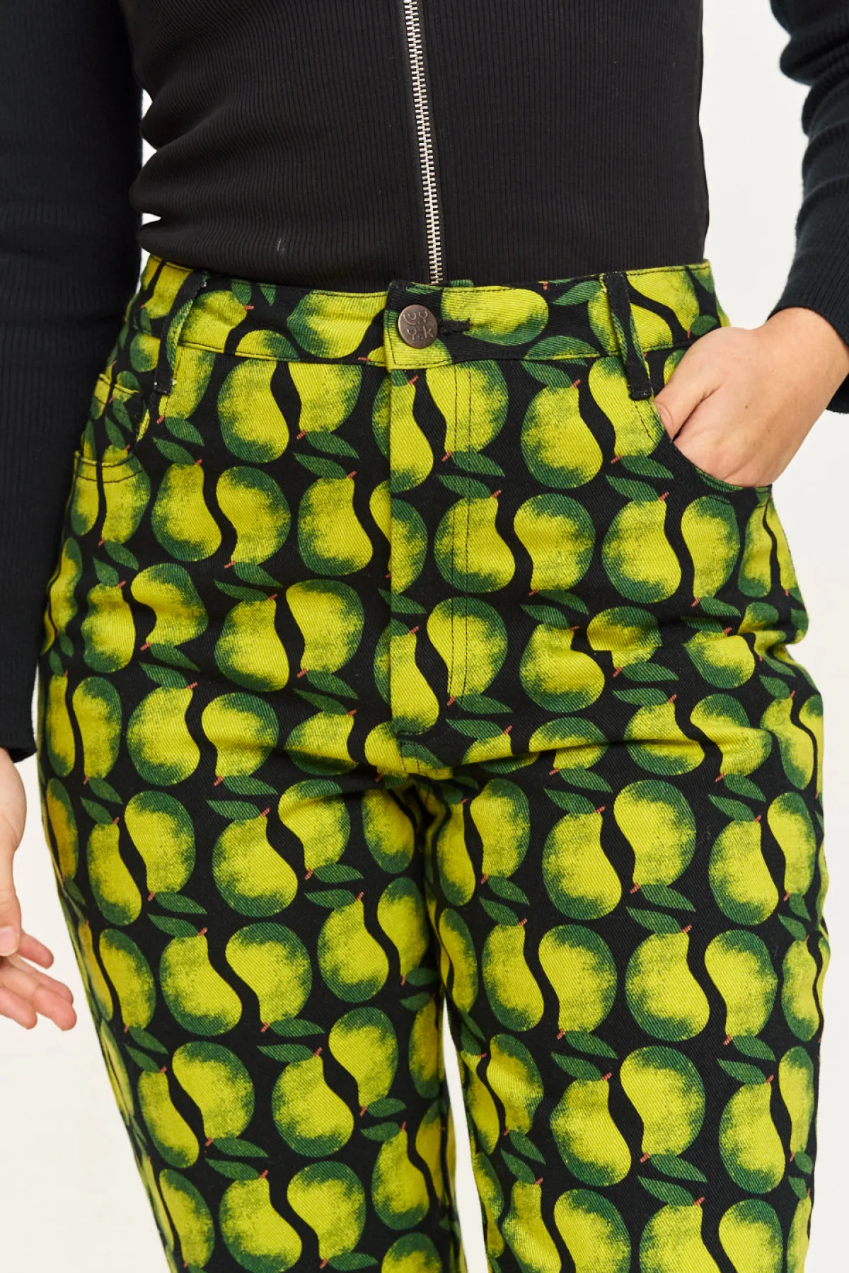 Online Dana - Mom Twill Jeans in Pear Drop Print All Bottoms