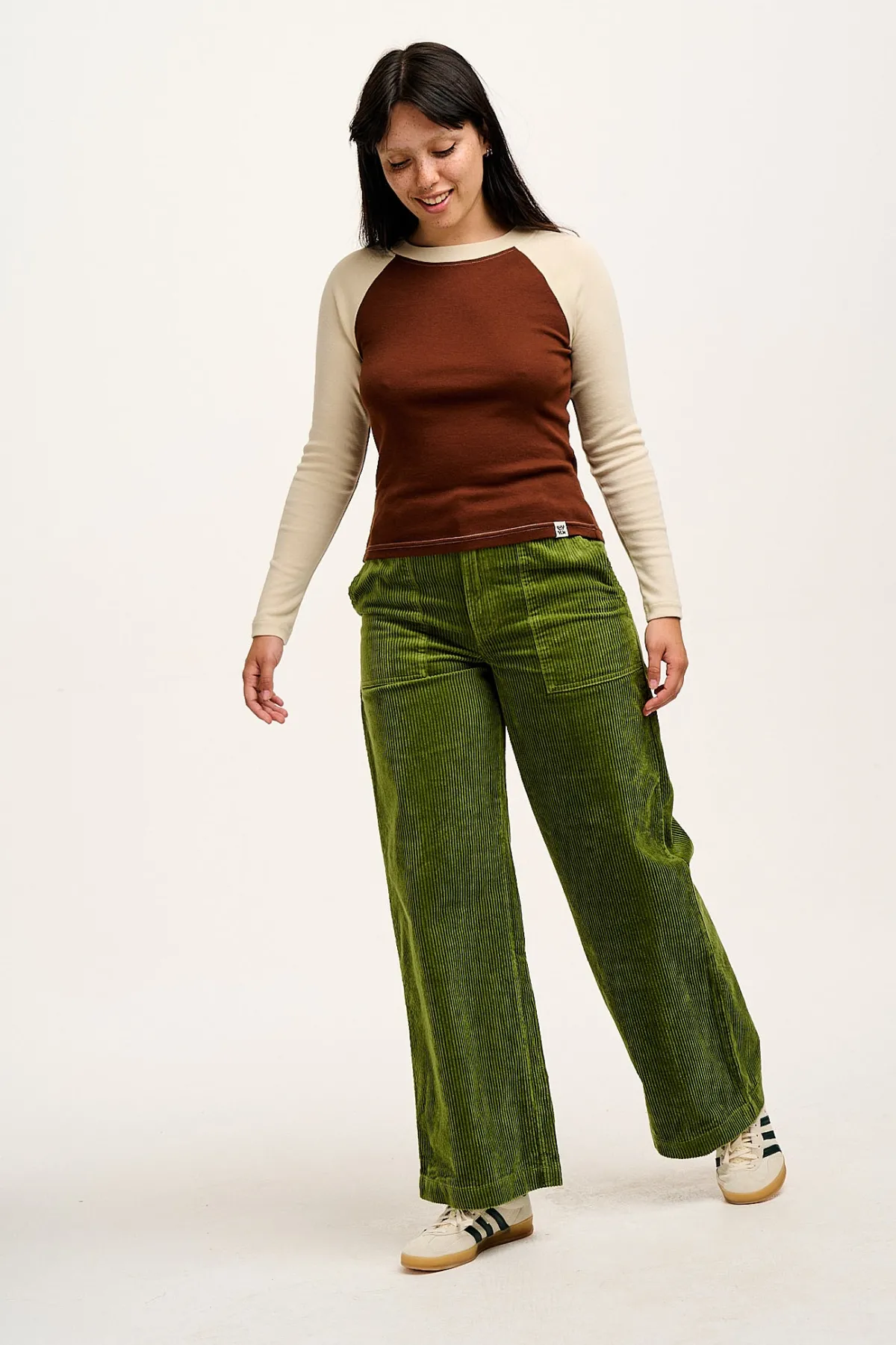 Discount Delores - Wide Leg Corduroy Trousers in Pesto Green All Bottoms