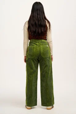 Discount Delores - Wide Leg Corduroy Trousers in Pesto Green All Bottoms