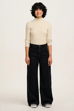 Best Delores - Wide Leg Denim Jeans Washed Black All Bottoms|Jeans
