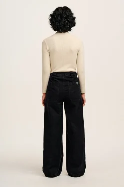Best Delores - Wide Leg Denim Jeans Washed Black All Bottoms|Jeans