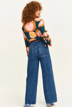 Online Delores - Wide Leg Denim Jeans in Mid Wash Blue All Bottoms|Jeans