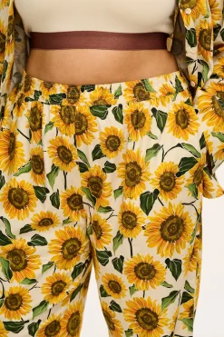 Hot Dreamer - Soft Cotton Pyjama Set in Cream Sunflower Print All Nightwear