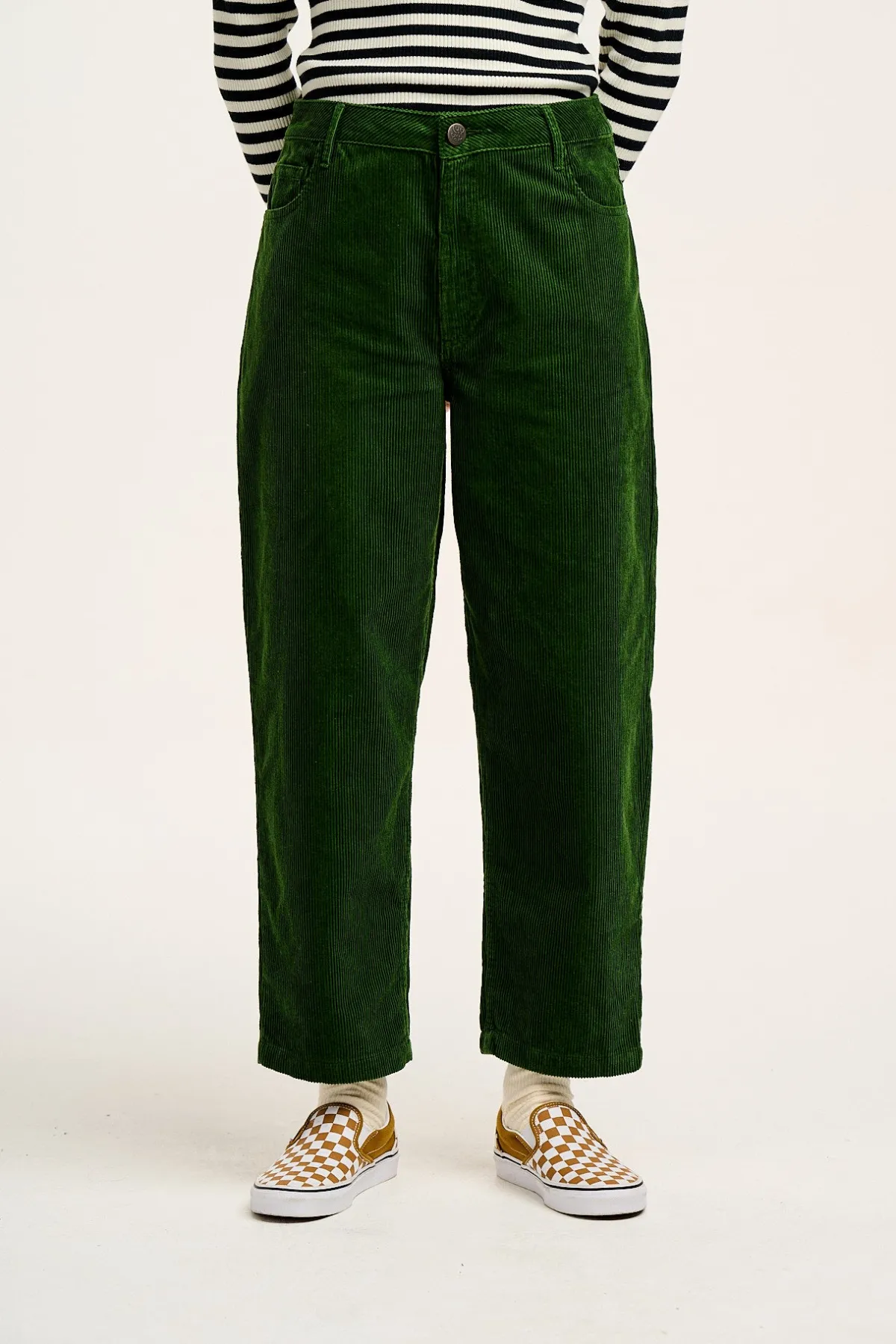Discount Drew - Straight Leg Corduroy Trousers in Highland Green All Bottoms|Trousers