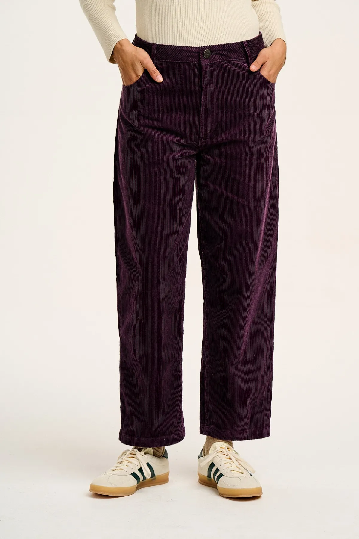 New Drew - Straight Leg Corduroy Trousers in Plum Perfect All Bottoms|Trousers
