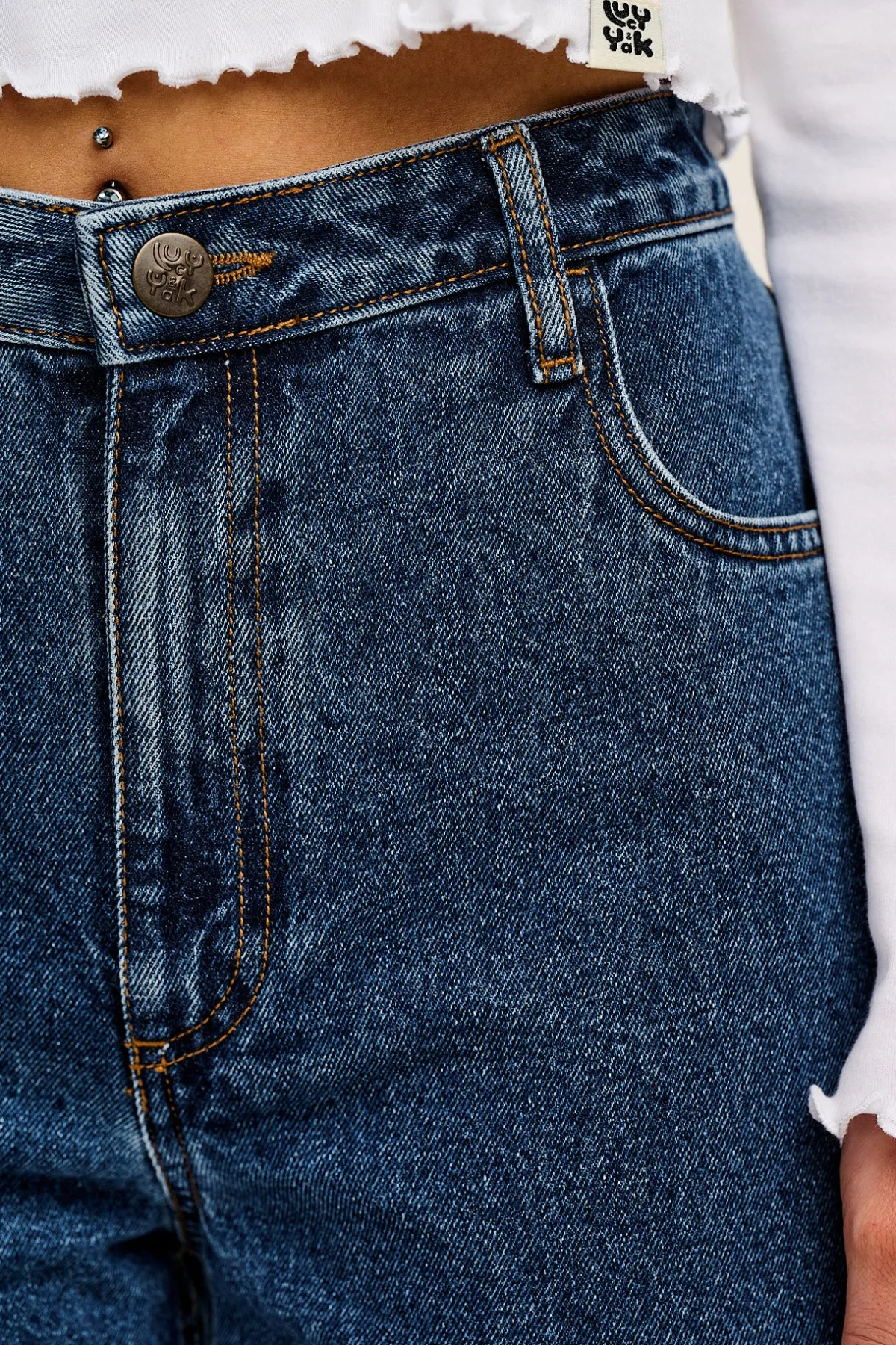 Hot Drew - Straight Leg Denim Jeans in Mid Wash Blue All Bottoms|Tall Range