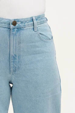 Online Drew - Straight Leg Denim Jeans in Light Wash Blue All Bottoms|Jeans