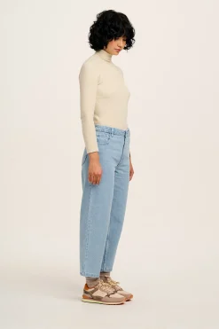 Online Drew - Straight Leg Denim Jeans in Light Wash Blue All Bottoms|Jeans