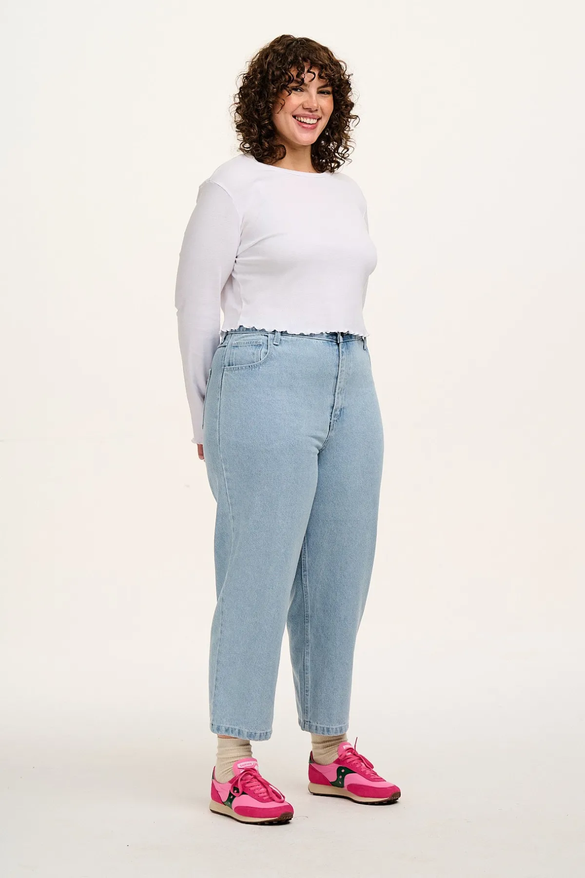Online Drew - Straight Leg Denim Jeans in Light Wash Blue All Bottoms|Jeans