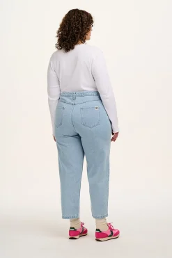Online Drew - Straight Leg Denim Jeans in Light Wash Blue All Bottoms|Jeans