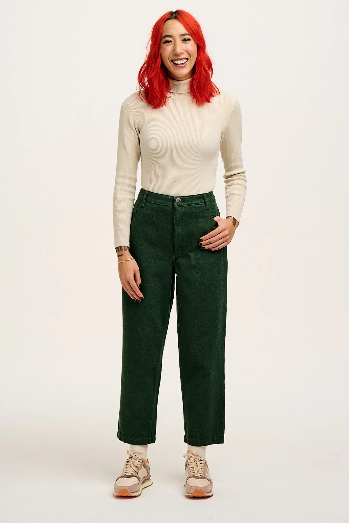 Hot Drew - Straight Leg Denim Jeans in Posy Green All Bottoms|Jeans