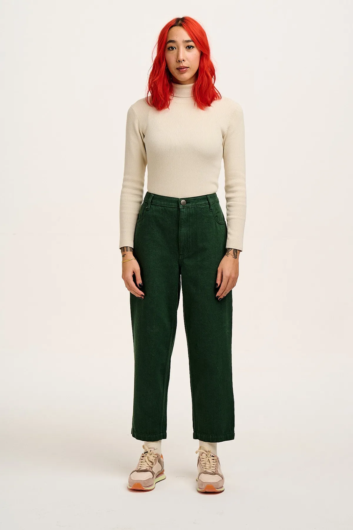 Hot Drew - Straight Leg Denim Jeans in Posy Green All Bottoms|Jeans