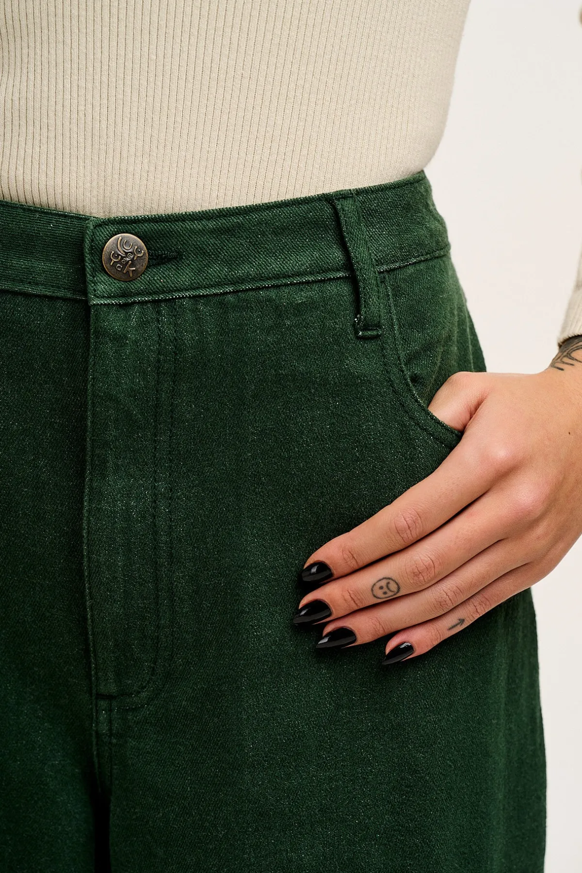 Hot Drew - Straight Leg Denim Jeans in Posy Green All Bottoms|Jeans