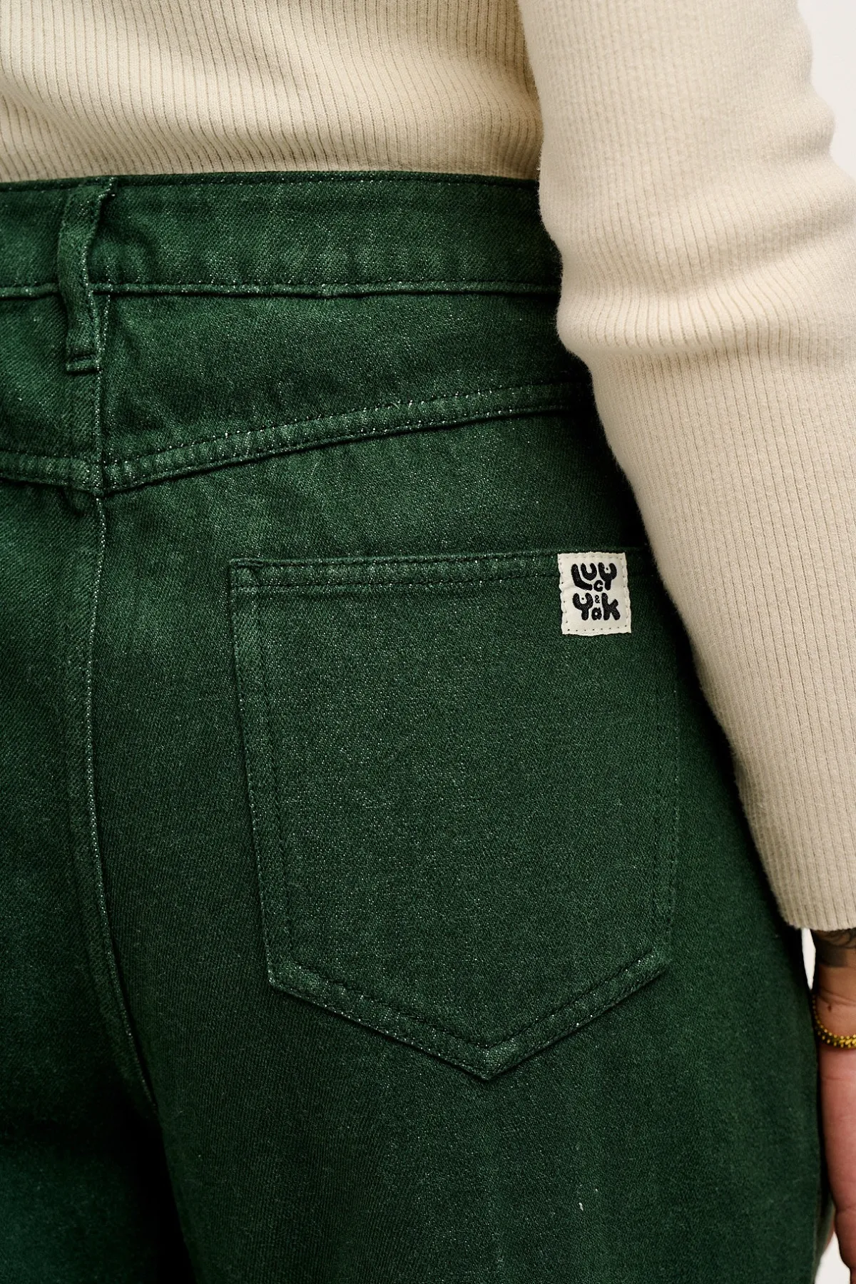Hot Drew - Straight Leg Denim Jeans in Posy Green All Bottoms|Jeans