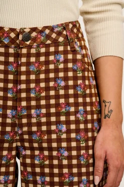 Fashion Drew - Straight Leg Twill Trousers in Meryl Check Print All Bottoms