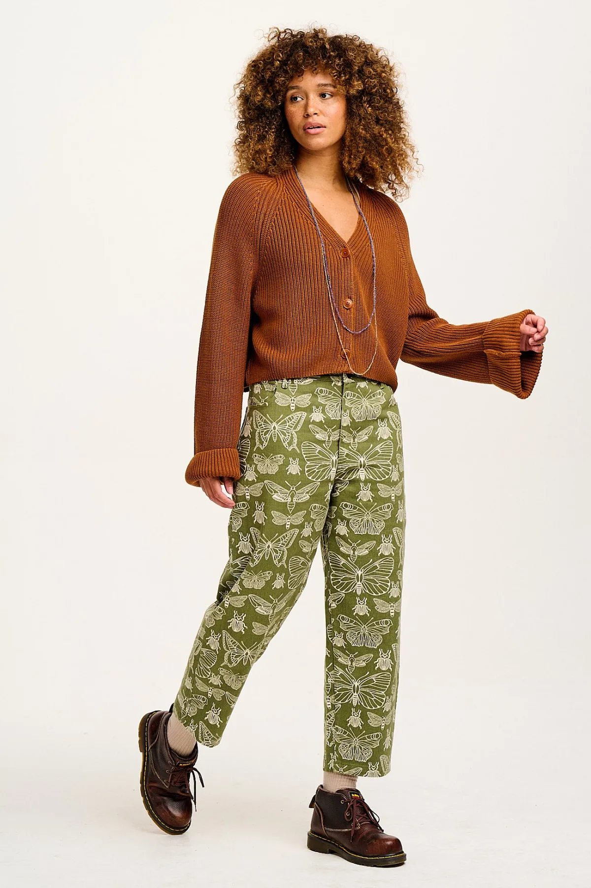 Online Drew - Straight Leg Twill Trousers in Papilio Print All Bottoms|Trousers