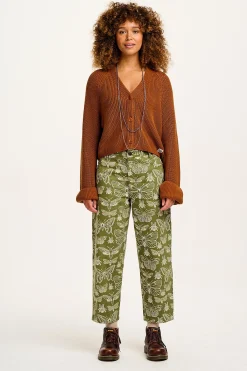 Online Drew - Straight Leg Twill Trousers in Papilio Print All Bottoms|Trousers
