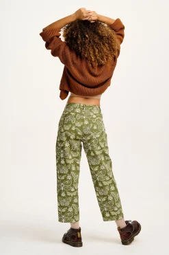 Online Drew - Straight Leg Twill Trousers in Papilio Print All Bottoms|Trousers