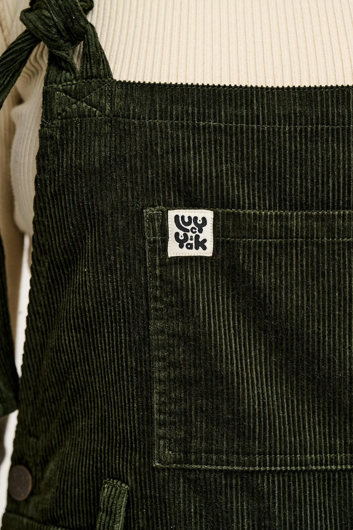 Fashion Easton - Corduroy Dungarees in Dark Olive Green All Dungarees|Easton - 90S Skater