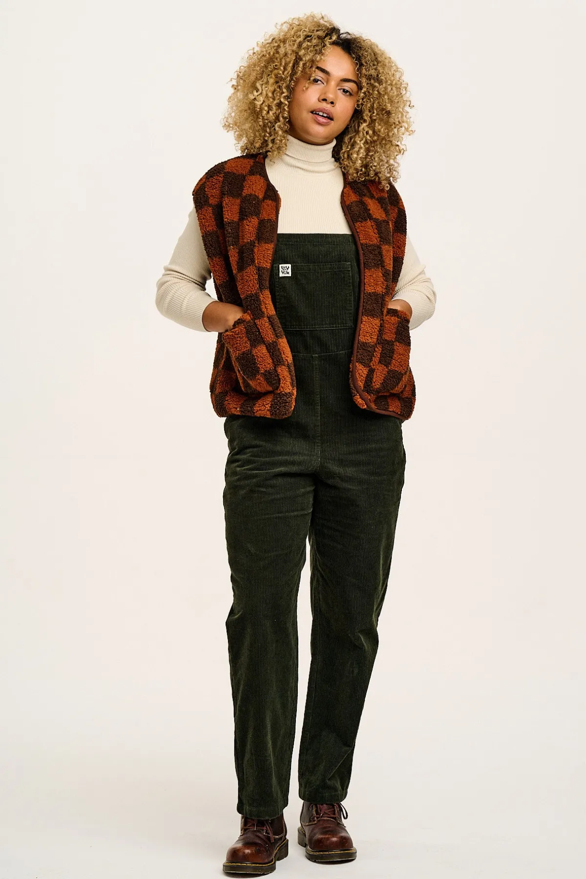 Fashion Easton - Corduroy Dungarees in Dark Olive Green All Dungarees|Easton - 90S Skater