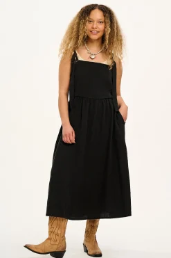 Discount Faye - Midi Cotton Gauze Dress in Black All Dresses & Skirts