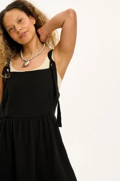 Discount Faye - Midi Cotton Gauze Dress in Black All Dresses & Skirts