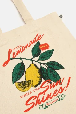 Fashion Felix - Cotton Tote Bag with Make Lemonade Print All Accessories|Bags & Purses