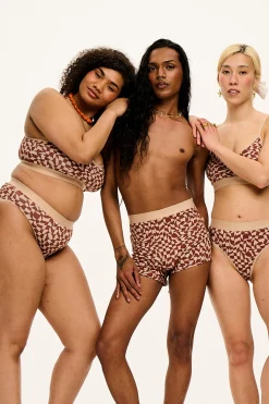 Discount Fleur - Cotton & Bamboo Thong in Amara Grid Print All Underwear