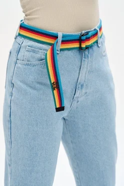 Clearance Flynn - D-Ring Cotton Webbing Belt in Rainbow Stripe All Accessories|Belts