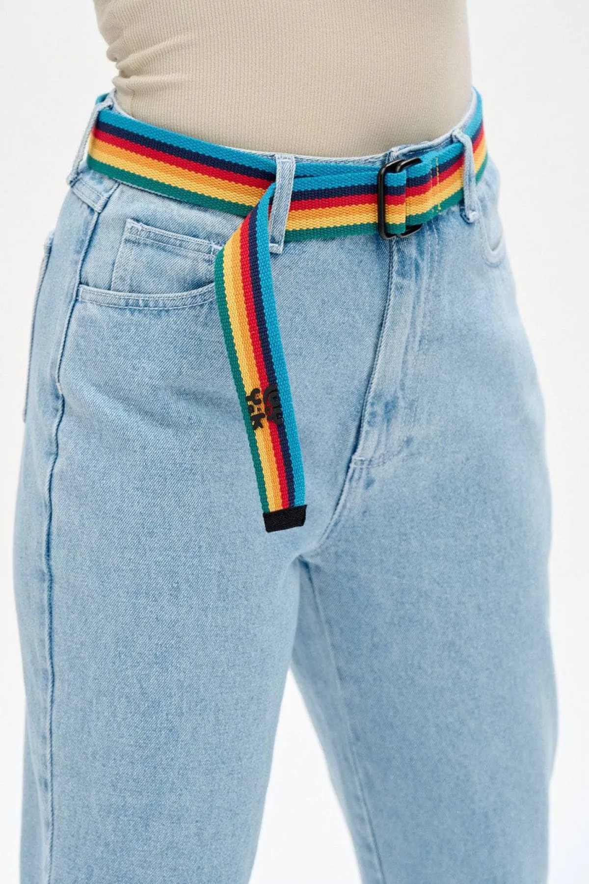 Clearance Flynn - D-Ring Cotton Webbing Belt in Rainbow Stripe All Accessories|Belts