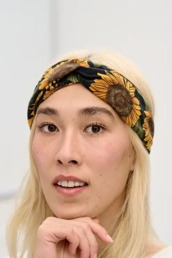 Outlet Hallie - Twist Top Cotton Headband in Sunflower Print Hats & Hair