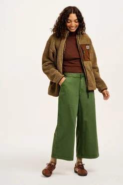Hot Halston - Wide leg Cotton & Hemp Trousers in Highland Green All Bottoms