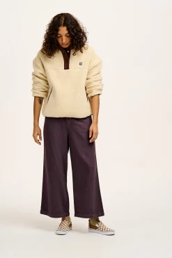 Discount Halston - Wide leg Cotton & Hemp Trousers in Plum Perfect Purple All Bottoms