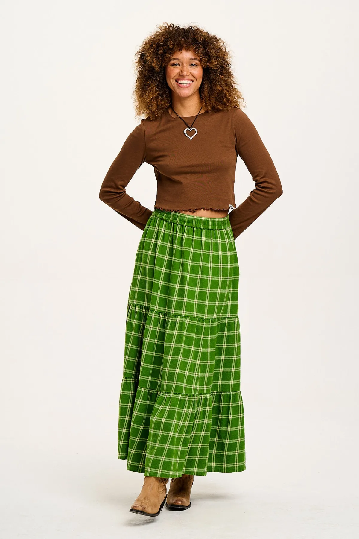 Online Hansel - Long Sleeve Cotton Top in Chestnut All Tops & Tees|Cropped Tops