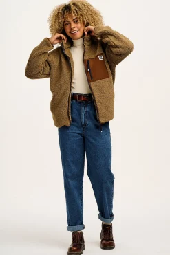Fashion Harper - Borg Fleece Jacket in Mocha Chocca Latte Brown All Outerwear & Knitwear|Fleeces