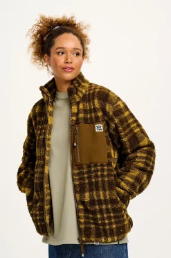 Clearance Harper - Borg Fleece Jacket in Brown Cher Check All Outerwear & Knitwear|Jackets